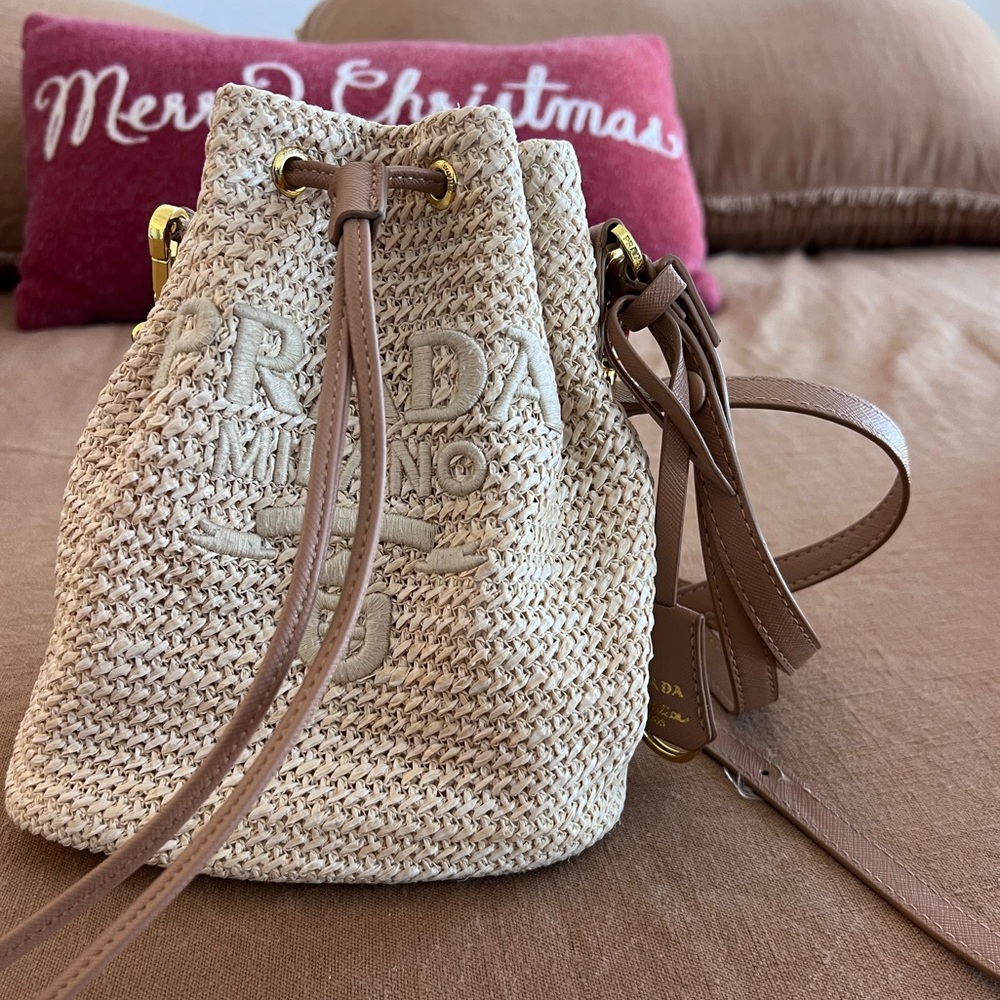 Yarn Raffia Effect Crochet Small Bucket Bag